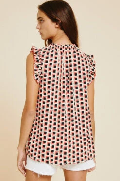 Ruffle Collar And Sleeves Printed Top -Selected Women's Clothing Store 15463809 5c6f33de 1e59 4cfe 94b3 94e0ed26a42b