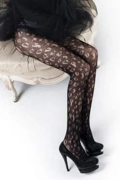 &New Kiss Me Leopard Print Fishnet Tights