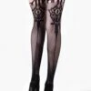 Plus Size Dark Filigree Thigh-High Suspender Garter Tights -Selected Women's Clothing Store 168YD085Q P