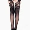 Plus Size Touch Of Lace Fan Faux Garters Fishnet Tights