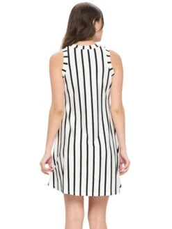 Women's Striped Sleeveless Dress -Selected Women's Clothing Store 35