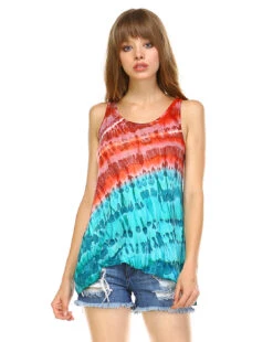 Tie Dye For You Tank Top -Selected Women's Clothing Store 4762 COR AQU FS