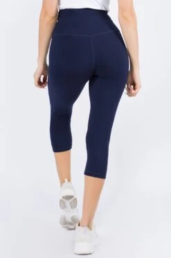 High-Rise Essential Capri Leggings -Selected Women's Clothing Store 518SD NVY 3 6705e6c0 f915 4d55 acc8 04c995a9e4ff