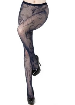 Floral Vine Fishnet -Selected Women's Clothing Store 6110004 nav whtBG