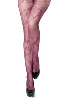 Floral Vine Fishnet -Selected Women's Clothing Store 6110004 wne whtBG
