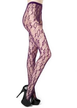 Floral Butterfly Fishnet Pantyhose -Selected Women's Clothing Store 6110007 pur whtBG