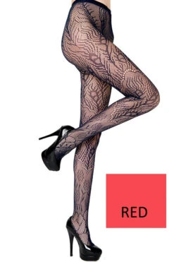 PEACOCK FEATHERS FISHNET -Selected Women's Clothing Store 6110014 red l