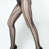 BORDER PATTERN FISHNET -Selected Women's Clothing Store 6110015 blk
