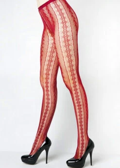 BORDER PATTERN FISHNET -Selected Women's Clothing Store 6110015 red