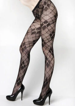 PATCHWORK DIAMONDS FISHNET -Selected Women's Clothing Store 6110022 blk 2
