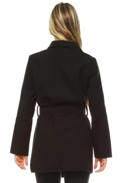 Tailored Style Tie Waist Trench Coat -Selected Women's Clothing Store 69172 BLK 2