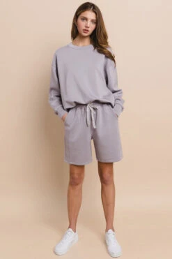 Sporty Chic Scuba Shorts -Selected Women's Clothing Store 807JG017 GRY 5 l