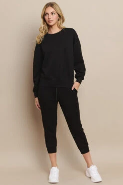 Sporty Cropped Joggers -Selected Women's Clothing Store 817JG017 BLK 5 l
