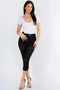 High-Rise Capri 5-Pocket Jeggings -Selected Women's Clothing Store 817JN096 BLK 4