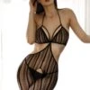 Mixed Signals Striped Crotchless Fishnet Bodystocking -Selected Women's Clothing Store 818JT219