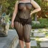 Plus Size Flirty Fling Fishnet Dress -Selected Women's Clothing Store 818JT256Q BLK web