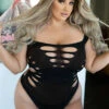 Plus Size Bad Girl Edgy Cutouts Fishnet Intimate Bodysuit -Selected Women's Clothing Store 818JT295Q BLK