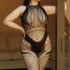 Plus Size Enchanting Delight Crotchless Fishnet Bodystocking -Selected Women's Clothing Store 818JT317Q BLK web
