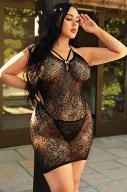 Plus Size Got My Heart Tangled In Knots Bodystocking Dress