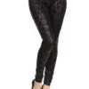 Blue Metalic Snake Print Leggings -Selected Women's Clothing Store 823MP036 BLACK 2