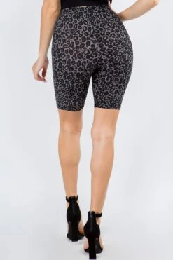 Soft Leopard Print Biker Shorts -Selected Women's Clothing Store 825PT374 BLK 3