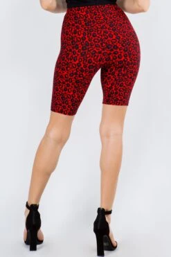 Soft Leopard Print Biker Shorts -Selected Women's Clothing Store 825PT374 RED 3