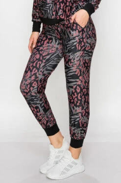 Zebra Meets Cheetah Printed Joggers -Selected Women's Clothing Store 827JG0163