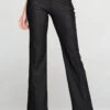 Denim Flare Cotton Blend Pants -Selected Women's Clothing Store 827JN270 BLK2
