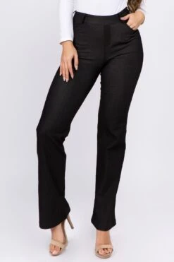 Denim Flare Cotton Blend Pants -Selected Women's Clothing Store 827JN270 BLK 5 6f09af1a 05c0 42f9 964c 3ac139b8b19f