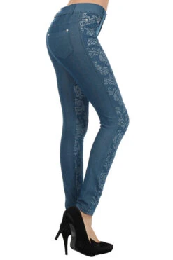 Floral Pattern 5-Pocket Jeggings -Selected Women's Clothing Store 827JN302 RBL2