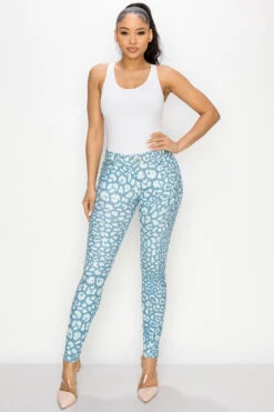 Icy Leopard Print Jeggings With Belt Loops -Selected Women's Clothing Store 827JP005 BLU1