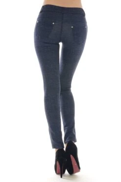 Trendy Plaid Jeggings -Selected Women's Clothing Store 827LG401 BLU 3