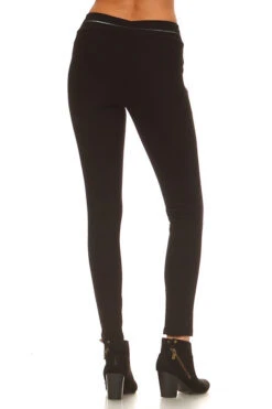 Hanlon Faux Leather Trim Ponte Pants -Selected Women's Clothing Store 827NPT005 BLK 3