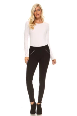 Hanlon Faux Leather Trim Ponte Pants