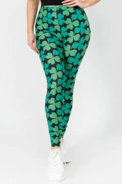 &New Lucky 4-Leaf Clover Printed Leggings