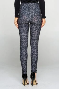 Dark Leopard Print Leggings -Selected Women's Clothing Store 827PT374 BLK 4