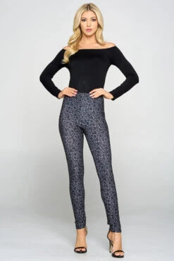 Dark Leopard Print Leggings -Selected Women's Clothing Store 827PT374 BLK e08cffdf 76a4 493f b720 0c04ad8d432a