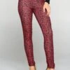 Dark Leopard Print Leggings -Selected Women's Clothing Store 827PT374 RED