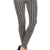 Velour Houndstooth Printed Leggings -Selected Women's Clothing Store 827PT606 2 xl