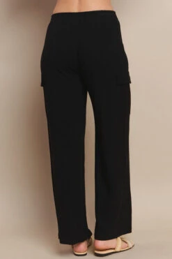 Linen Cargo Pants -Selected Women's Clothing Store 827SR017 BLK 3 l
