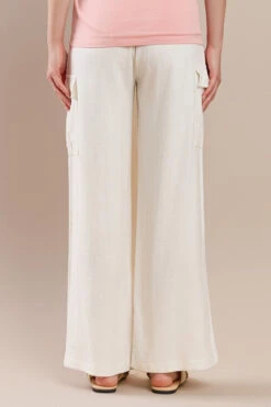 Linen Cargo Pants -Selected Women's Clothing Store 827SR017 WHT 3 l