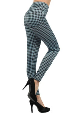 Chic Checkered Plaid Leggings -Selected Women's Clothing Store 827lg301 blu 2