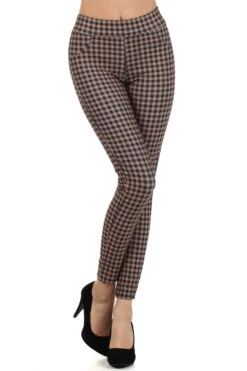 Chic Checkered Plaid Leggings -Selected Women's Clothing Store 827lg301 cam