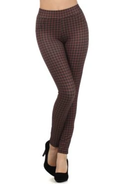 Chic Checkered Plaid Leggings -Selected Women's Clothing Store 827lg301 cof 2