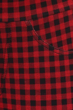 Chic Checkered Plaid Leggings -Selected Women's Clothing Store 827lg301 red 4