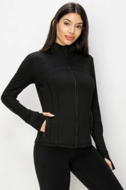 Fitted Performance Zip Up Active Jacket -Selected Women's Clothing Store ACT207 BLK2