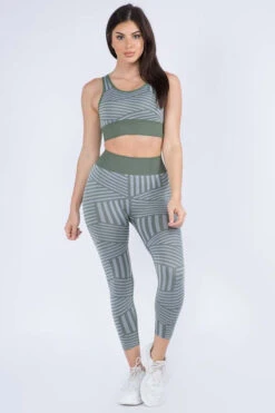 Vital Multi Striped Workout Set -Selected Women's Clothing Store ACT641 827041 GRN 4 l 980e29ee 0238 40f5 ab1e b032fce7402b
