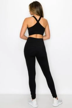 SUPER SOFT Sport Bra And Leggings Active Set With Pockets -Selected Women's Clothing Store ACT690 BLK ACT827120 BLK4