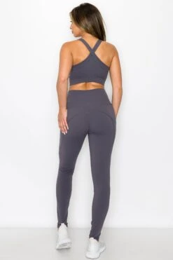 SUPER SOFT Sport Bra And Leggings Active Set With Pockets -Selected Women's Clothing Store ACT690 CHA ACT827120 CHA4