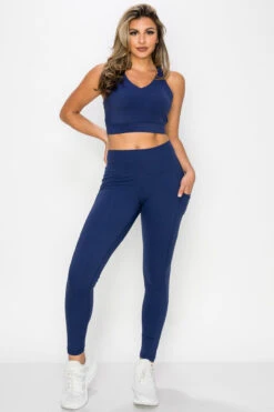 SUPER SOFT Sport Bra And Leggings Active Set With Pockets -Selected Women's Clothing Store ACT690 NBL ACT827120 NBL1